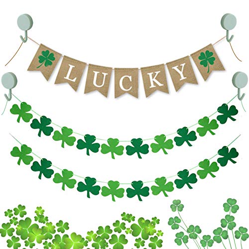 7-Pack St. Patrick's Day Decorations - Shamrock Banners Garland with Luck…