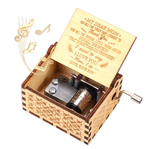 SIBOSUN - Caja de música con manivela de mano grabada con mecanismo "U…